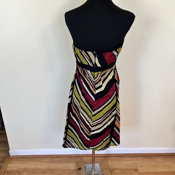 GAP Womens Strapless Dress size 12 Cotton Lightweight Geometric Green Pink Black - Picture 3 of 10